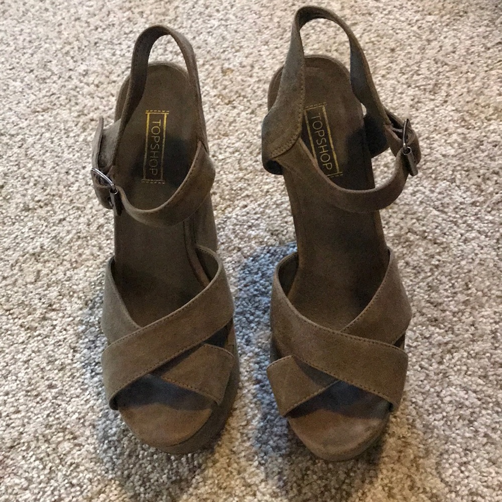 TOPSHOP suede wedge sandals.